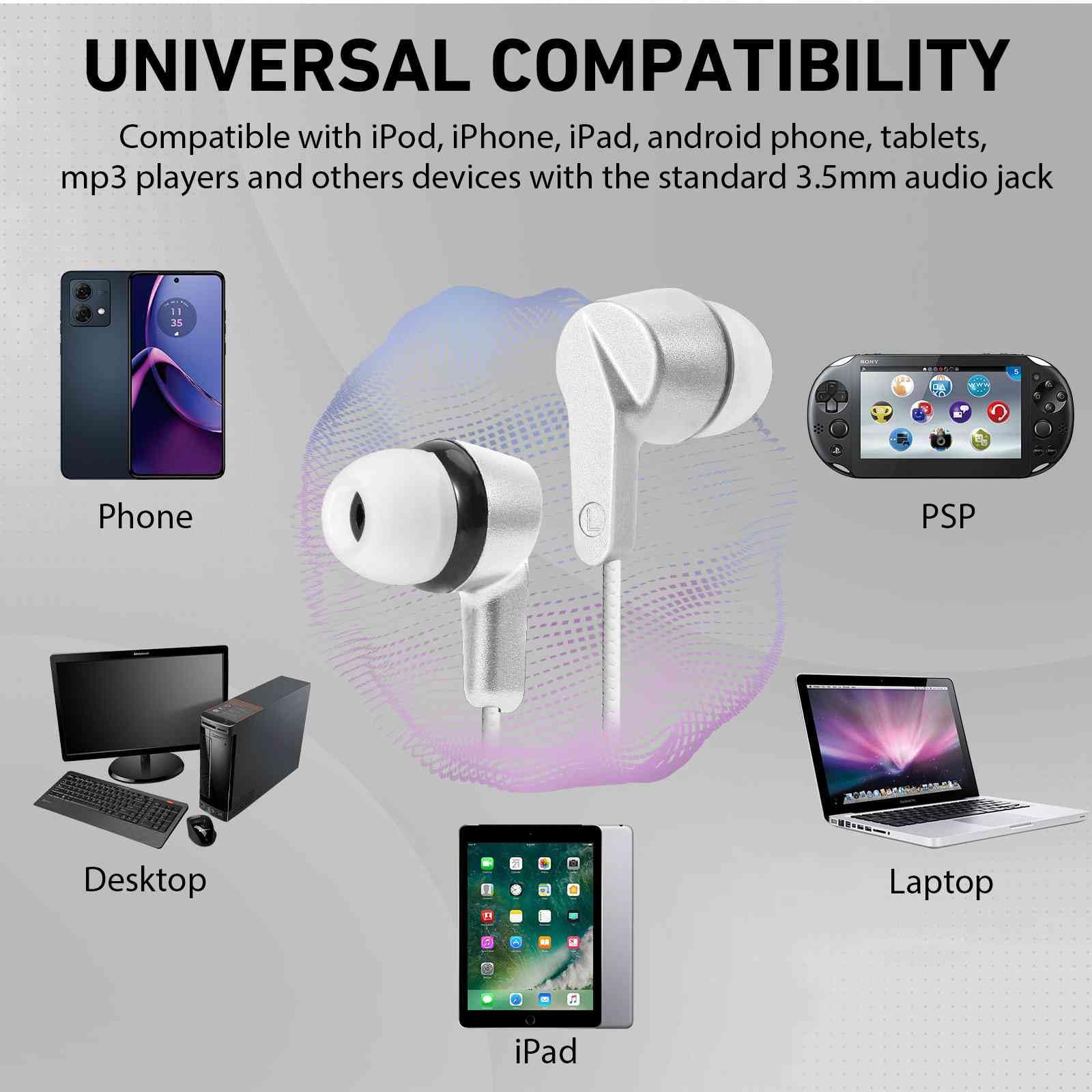 UrbanX R2 Wired in-Ear Headphones with Microphone - Compatible with vivo Y20s [G] - Tangle-Free Cord, Noise Isolating Earphones, Deep Bass Sound, Soft Silicone Ear Tips - Perfect for Gaming, Workouts & Commuting