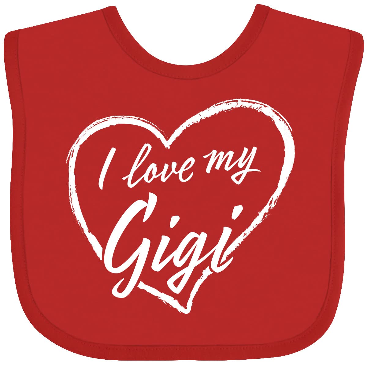 Inktastic I Love My Gigi White Chalk Heart Baby Bib - Soft Cotton Drool Bib for Infants & Toddlers, Perfect for Feeding Time, Playdates & Photo Shoots