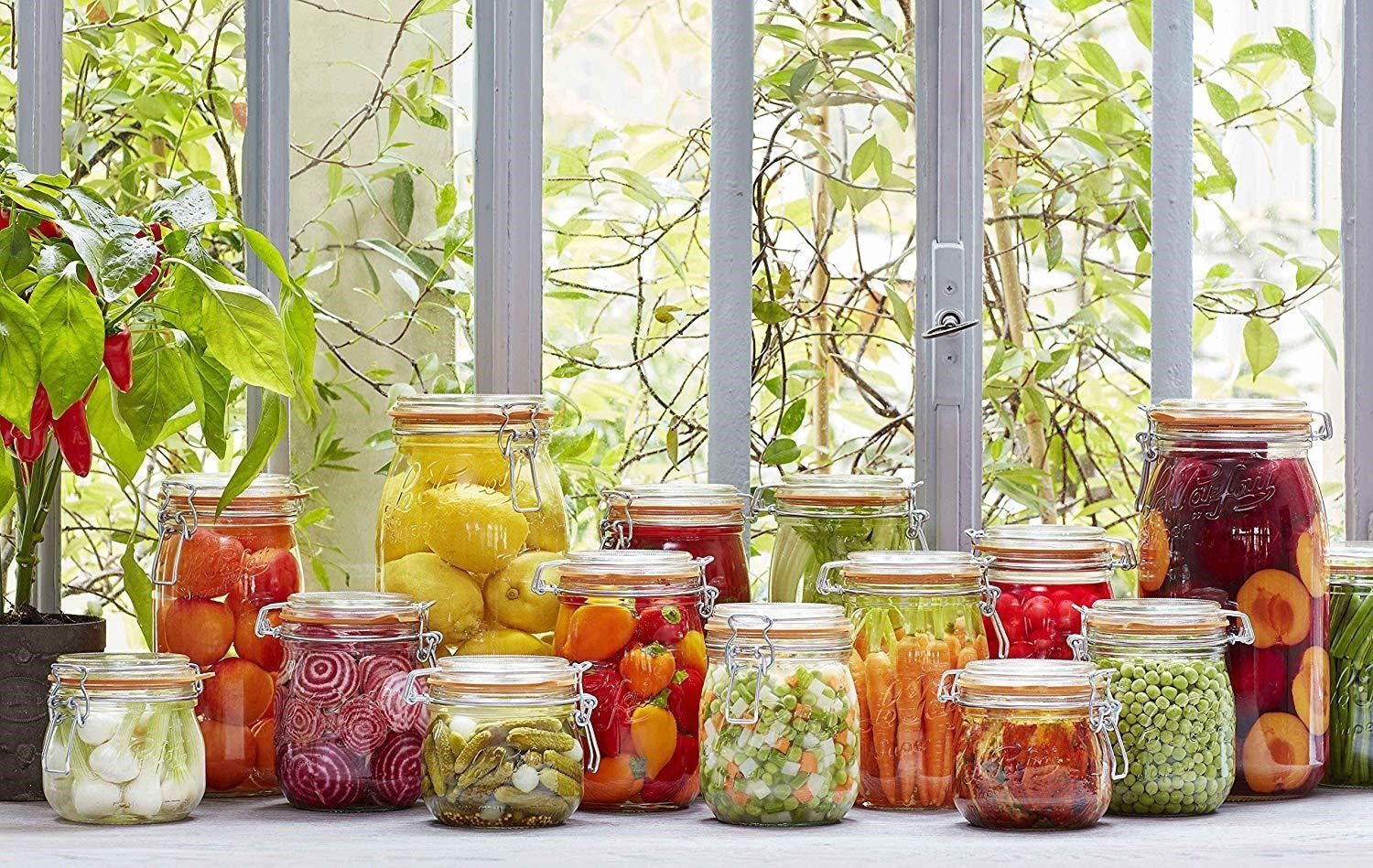 Le Parfait SUPER BOCAL Clip Top Preserving Jar - 3L / 96oz Airtight Glass Canister for Food Storage, Pickling, Fermenting & Home Canning - Perfect for Kitchen, Pantry & DIY Preserves