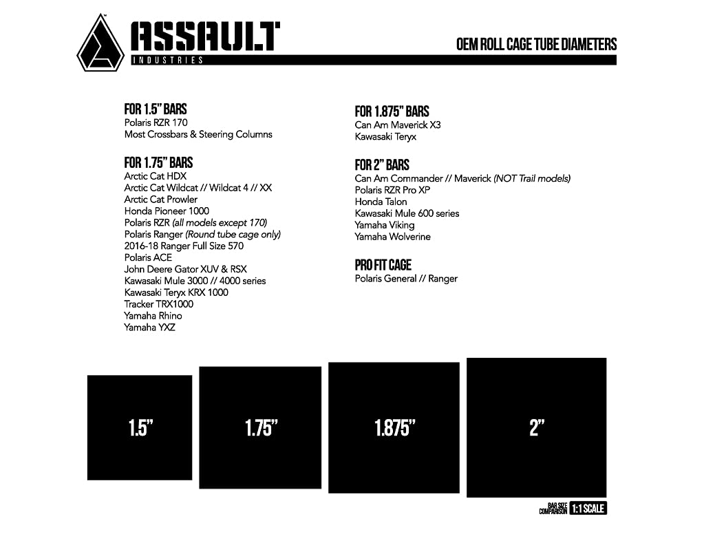 Assault Industries 90 Degree Top Tube Light Bar Mount Brackets - 1.875