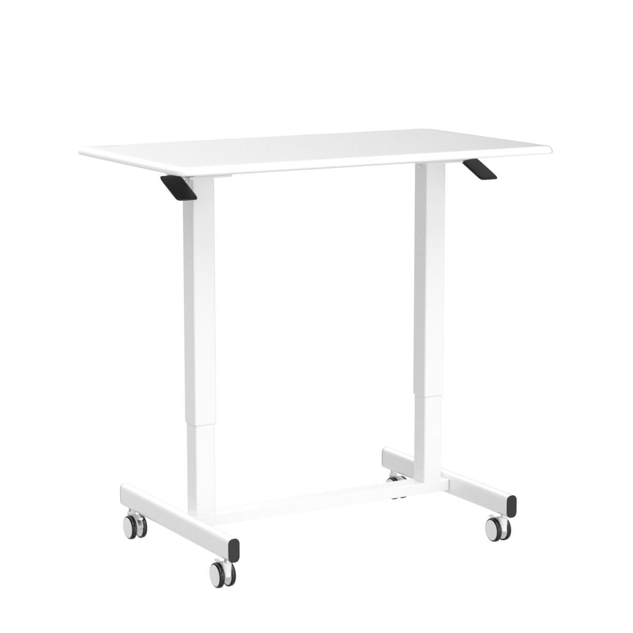 Duronic TM03T Adjustable Height Sit Stand Desk Converter - Ergonomic Standing & Sitting Desktop Workstation with Wheels for Office & Home Use - Perfect for Adults & Kids (White) | Ideal for Remote Work, Study & Gaming
