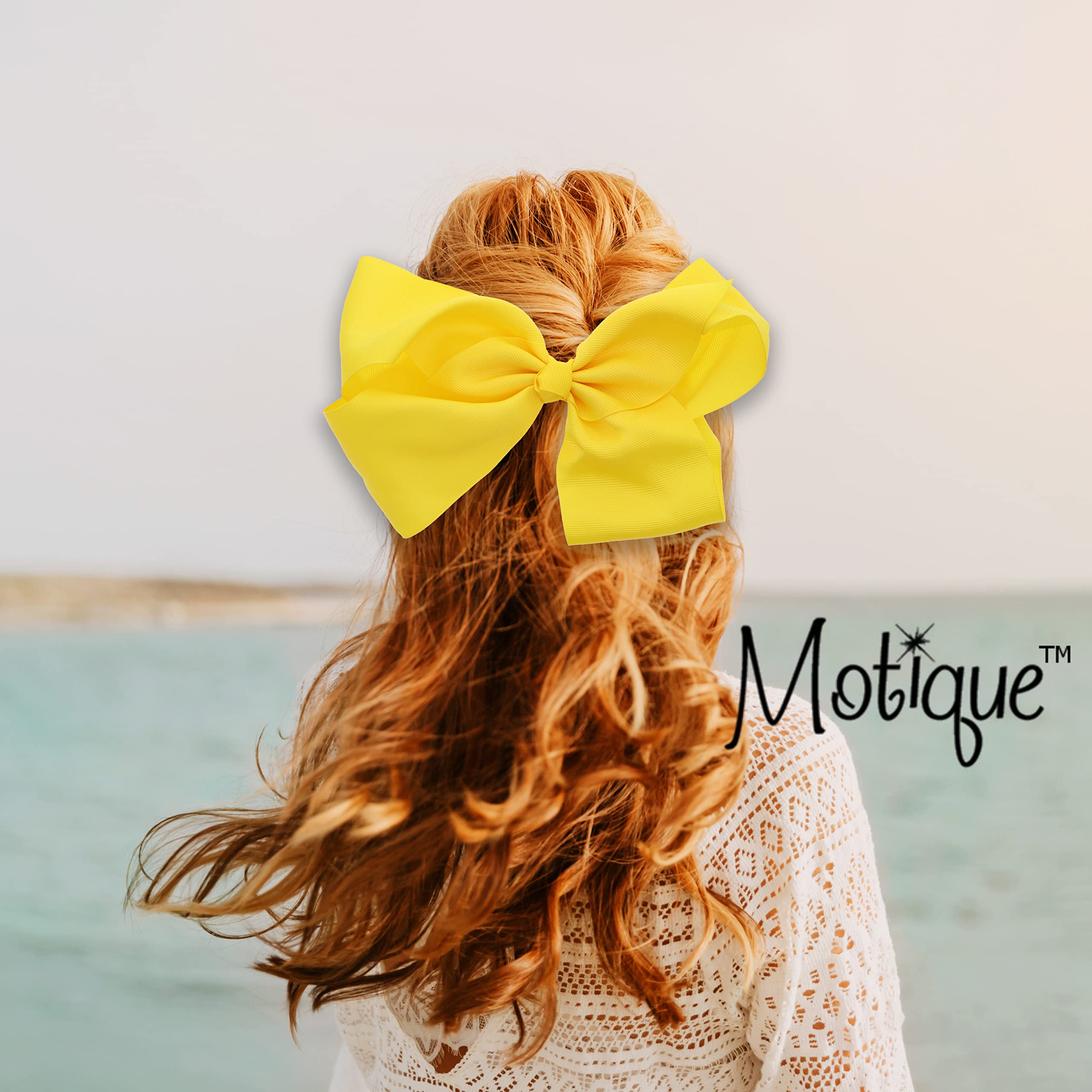 8 Inch Yellow Grosgrain Bow for Women and Girls - Perfect for Hair Accessories, Gift Wrapping, and Party Decorations