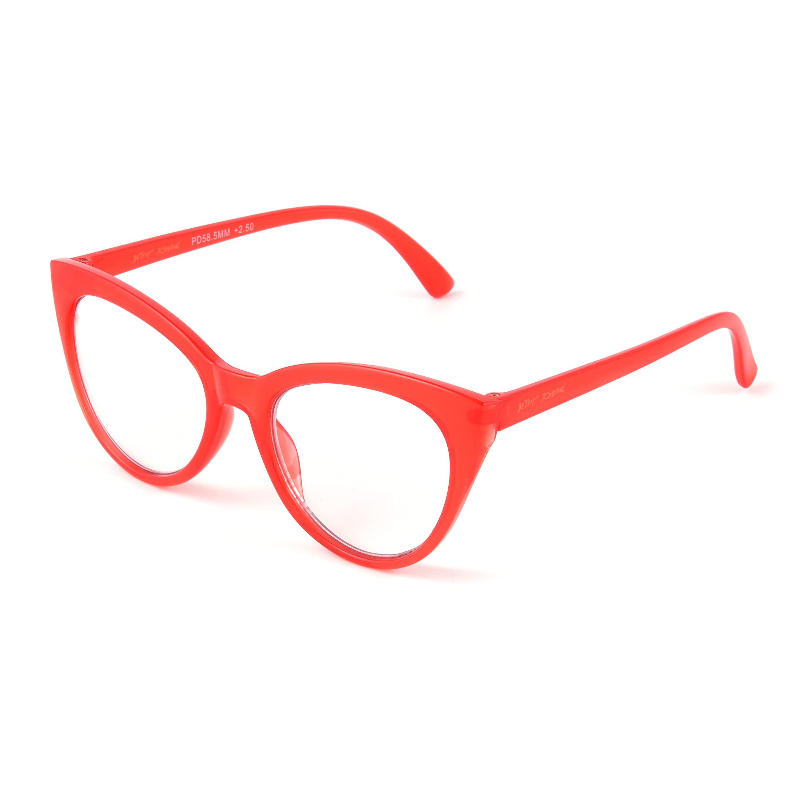 Betsey Johnson Rhett Blue Light Blocking Reading Glasses for Women - Shiny Red Frame (62mm) - Computer Glasses for Office Work & Screen Time Protection