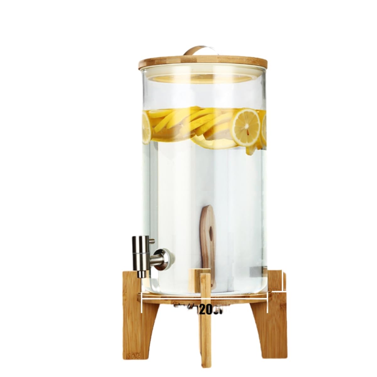 Elegant Wooden Stand Glass Juice Beverage Dispenser with Tap - Perfect for Parties, Weddings, and Home Entertaining