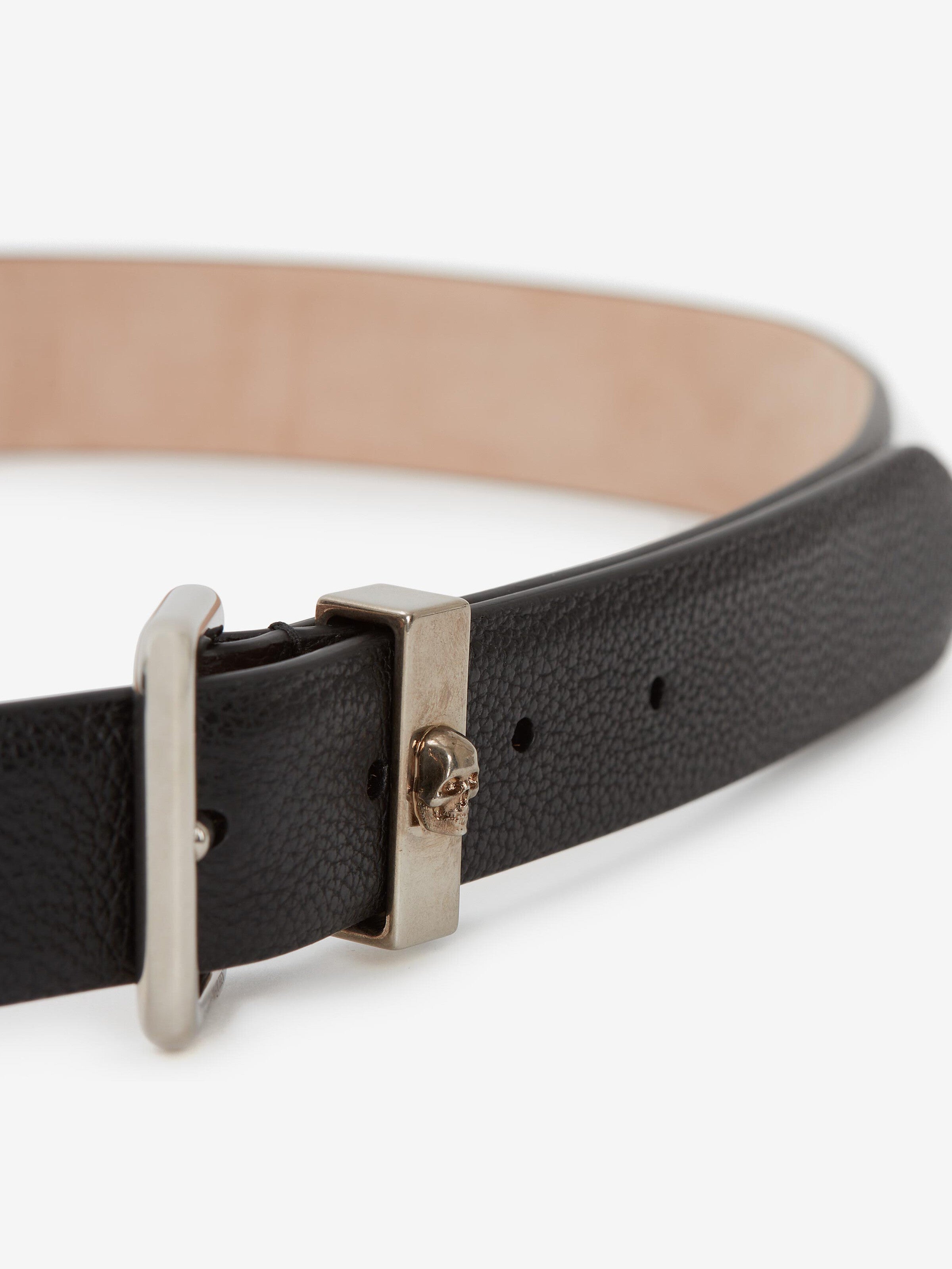 Men's Black Smooth Skull Identity Belt - Stylish Gothic Punk Accessory for Jeans, Pants & Costume Outfits