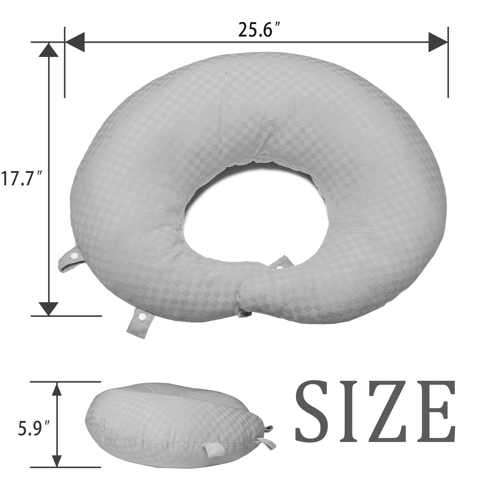 BBL Surgery Recovery Pillow - Post Brazilian Butt Lift Donut Cushion for Sitting, Sleeping & Driving - Orthopedic Seat Pillow for Women with Lumbar Support (Gray) - Perfect for Post-Op Comfort at Home, Office & Car