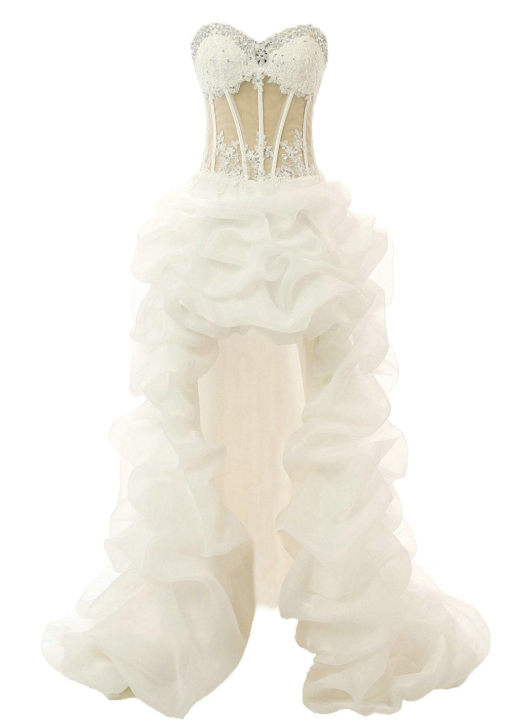 Elegant Vantexi Women's Asymmetrical Wedding Dress - Short Front Long Back Prom Gown for Bridal Party, Evening Gala & Special Occasions