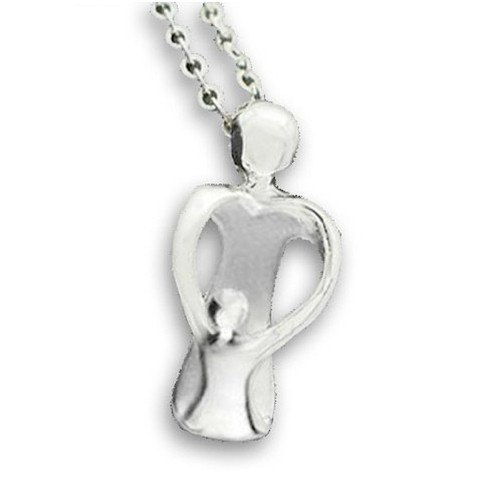 Playful Standing Mother and Child Pendant Necklace - Elegant Jewelry for Mom and Baby - Sterling Silver Chain Included - Perfect Gift for Mother's Day, Birthday & Special Occasions