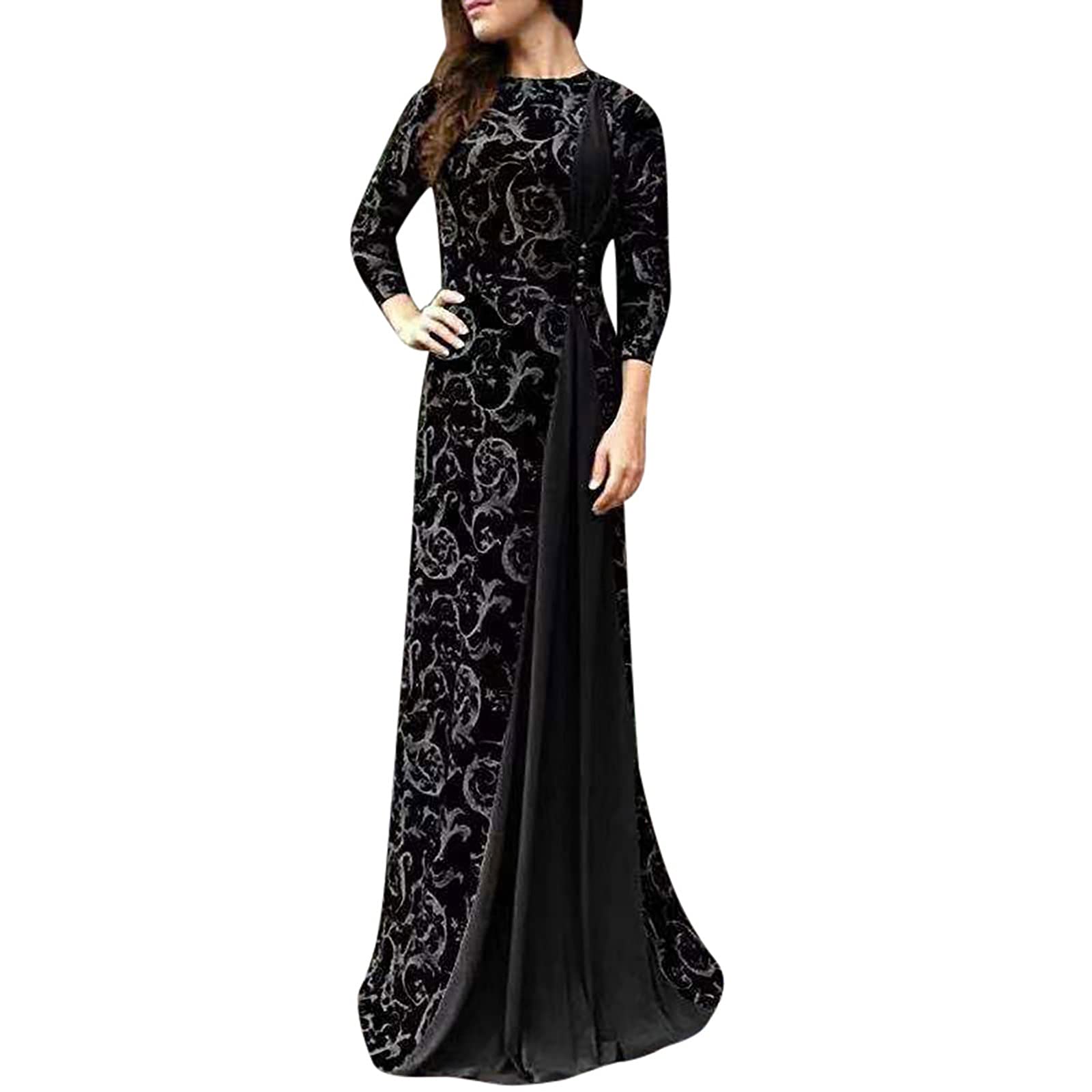 SERYU Women's Plus Size Floral Maxi Dress - Long Flowy Islamic Muslim Dress for Prayer, Eid, and Casual Wear