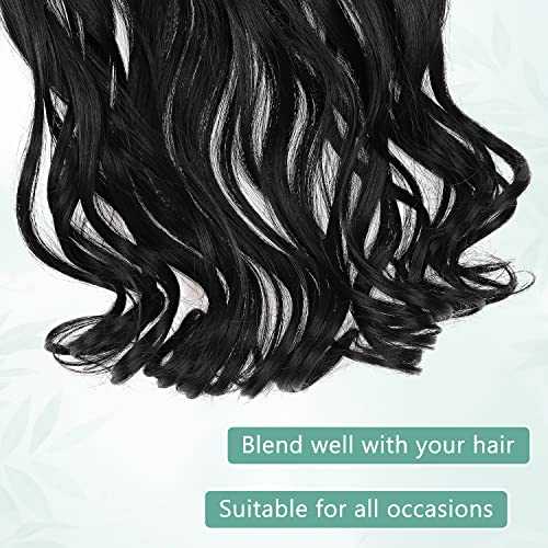 Premium Curly Synthetic Invisible Wire Hair Extensions - Seamless Clip-In Extensions for Volume & Length - Perfect for Parties, Weddings & Everyday Styling