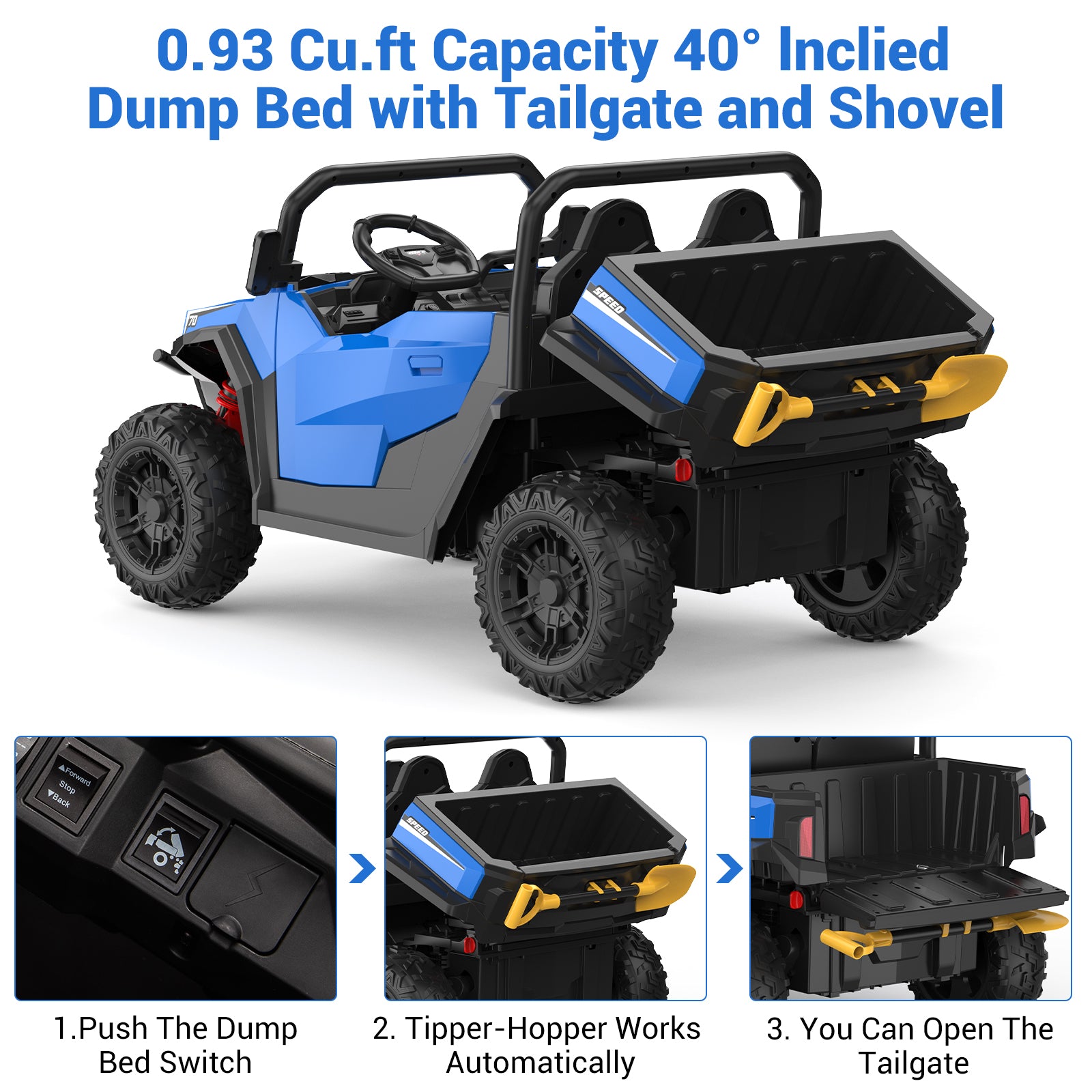 **GARVEE 24V Electric Ride-On Dump Truck for Kids - 4x4 Remote Control Toy Car with Shovel, Bluetooth & Music - Perfect for Outdoor Play, Birthday Gifts & Backyard Fun**