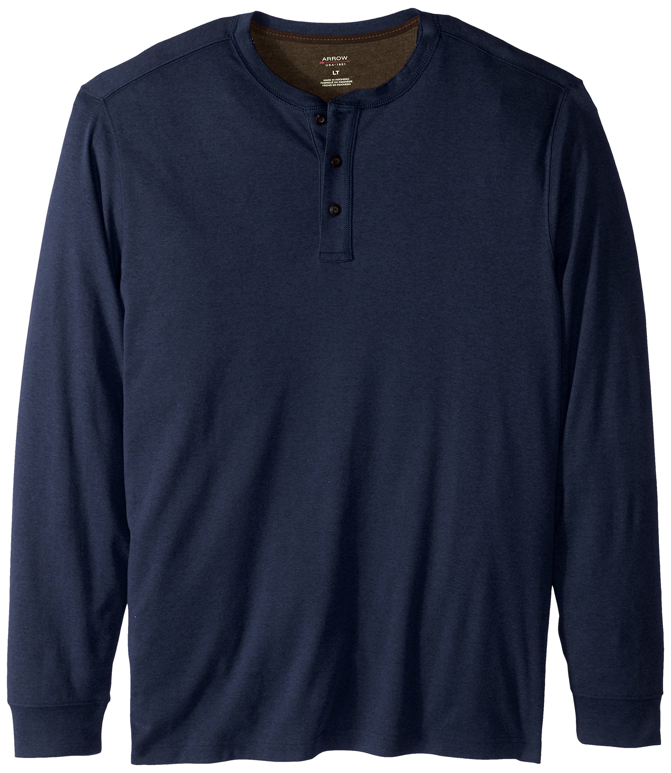 Arrow Men's Big & Tall Long Sleeve Henley Shirt - Comfortable Heather Knit Fabric for Casual Wear & Layering