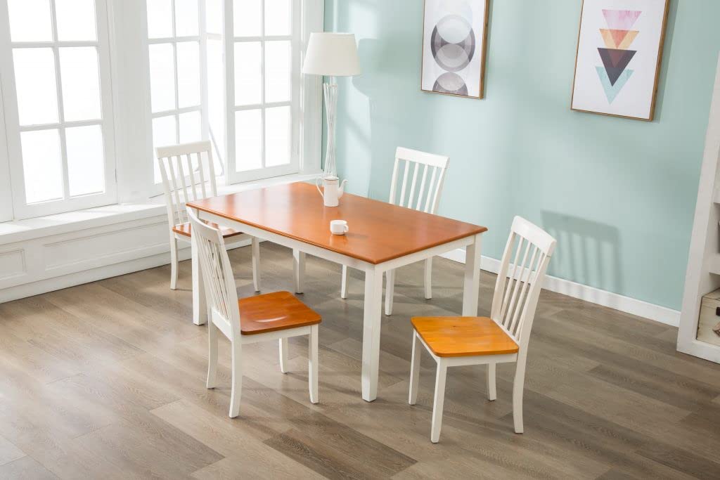 Boraam Bloomington White and Honey Oak Dining Table - Modern Farmhouse Style for Kitchen, Dining Room, or Breakfast Nook