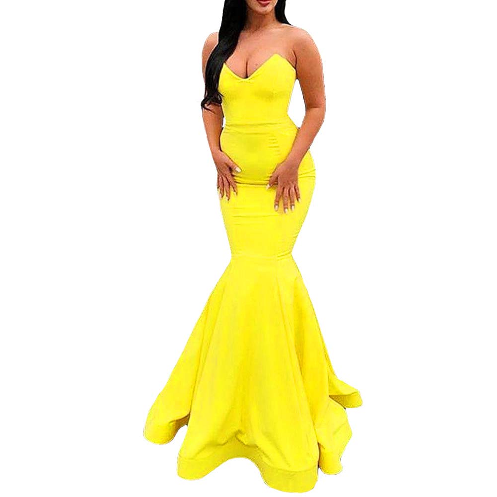 Elegant Mermaid Prom Dresses for Women - Strapless V-Neck Formal Evening Gown | Perfect for Homecoming, Wedding Guest & Special Occasions