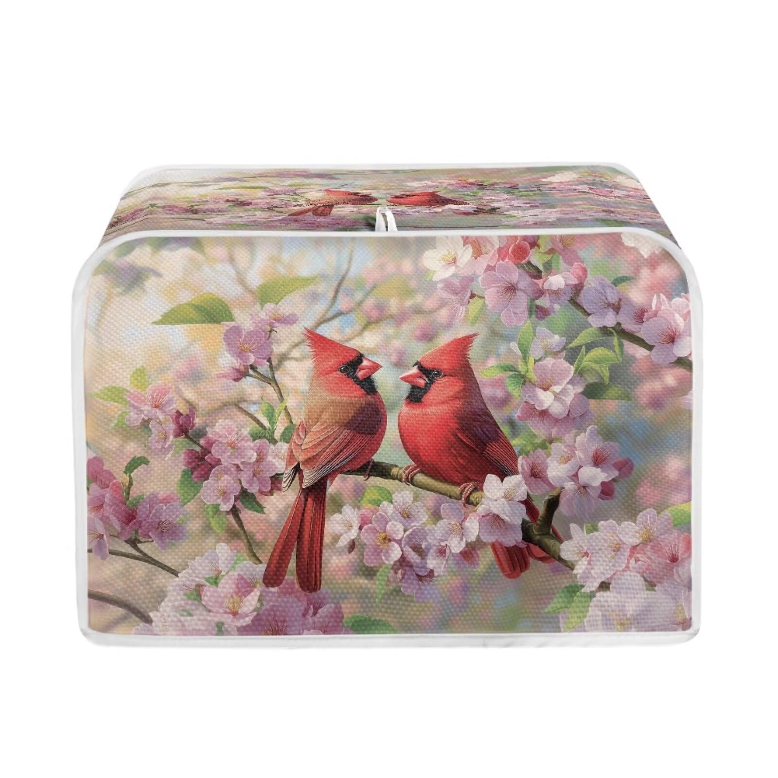 Xoenoiee 2-Slice Toaster Cover - Cardinal Cherry Blossom Print, Bread Maker & Small Appliance Cover, Heat-Resistant Kitchen Accessory for Toaster Oven - Perfect for Home, Dorm & Office Use
