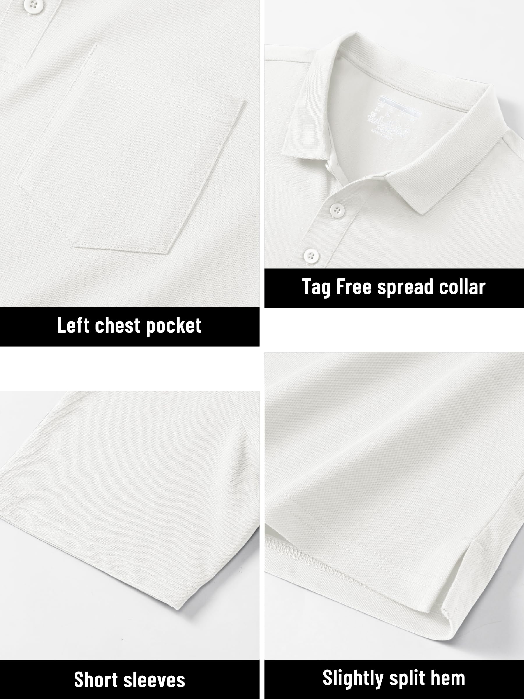 TACVASEN Men's Performance Polo Shirts - Moisture Wicking, Breathable & Cooling Golf Shirt with Pocket - Ideal for Golf, Tennis & Casual Wear