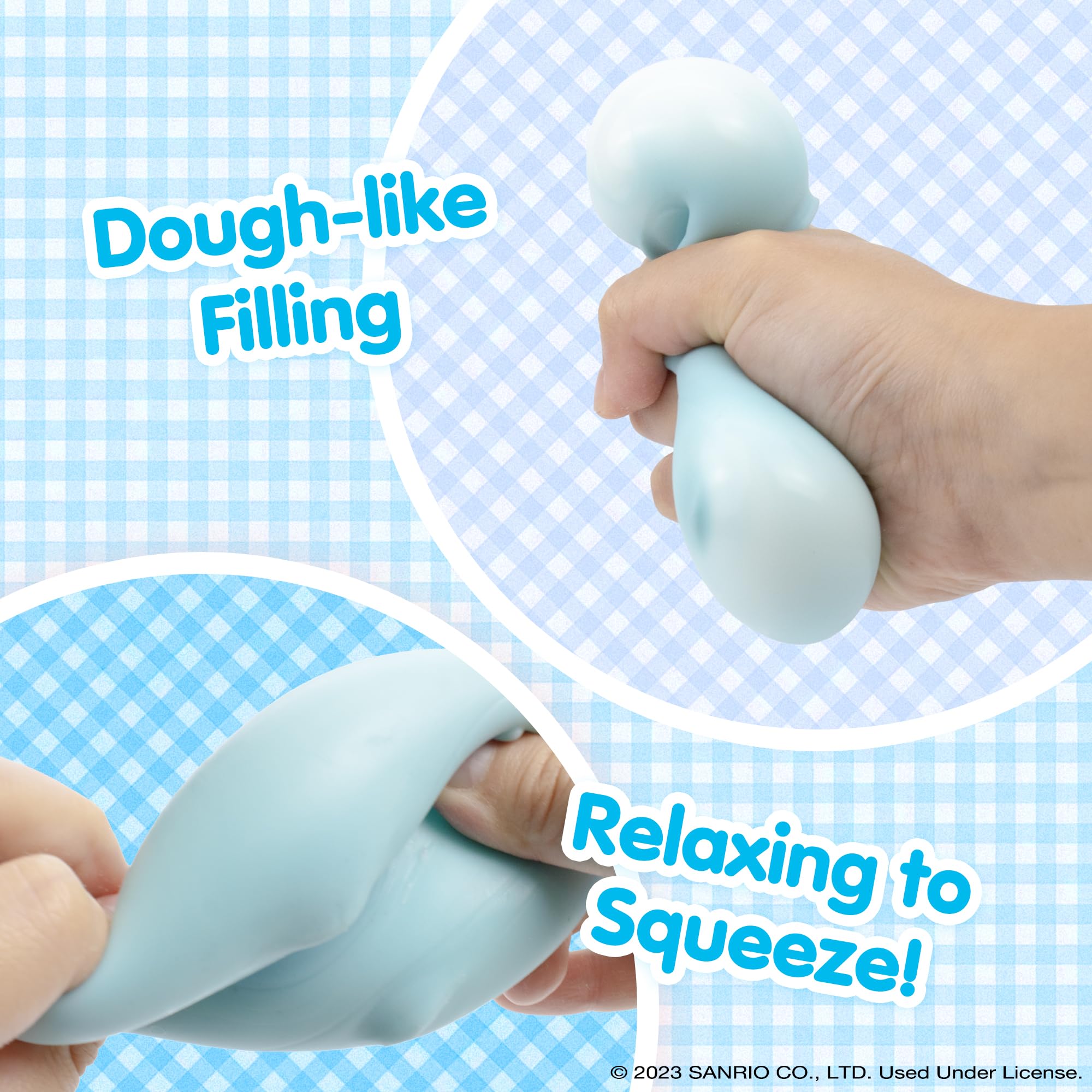 Sanrio Hello Kitty & Friends Squishy Sensory Fidget Toy - Stretchy Dough Pull, Soft Squeeze Ball for Hand Therapy, Stress Relief & Relaxation | Perfect Gift for Kids & Adults | Great for Anxiety Relief, Office Desk Toy & Classroom Sensory Play - Tuxedosam Design