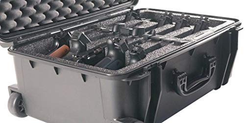 Case Club 10 Pistol & 10 Magazine Waterproof Hard Case with 2 Silica Gel Canisters - Wheeled Gun Storage for Rust Prevention | Perfect for Range, Travel & Secure Firearm Transport