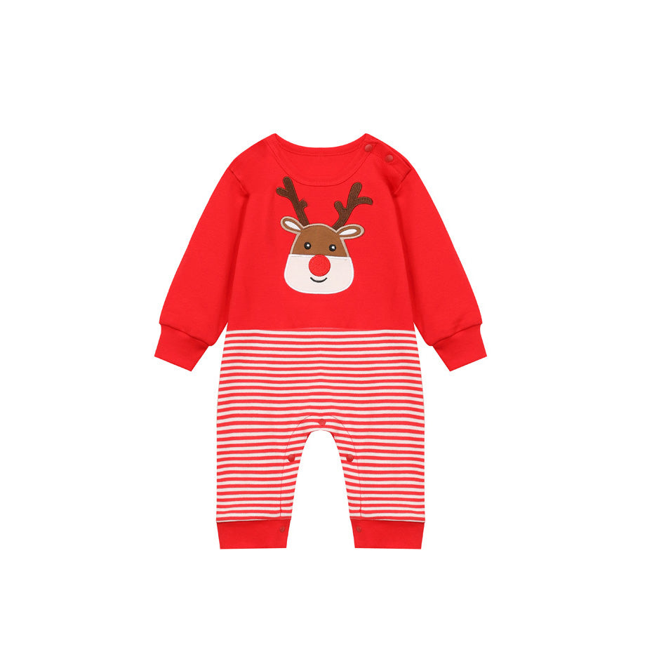 Adorable Baby Christmas Outfit - Reindeer Print Long Sleeve Jumpsuit Romper for Infants & Toddlers | Perfect for Holiday Photos, Family Gatherings & Festive Celebrations