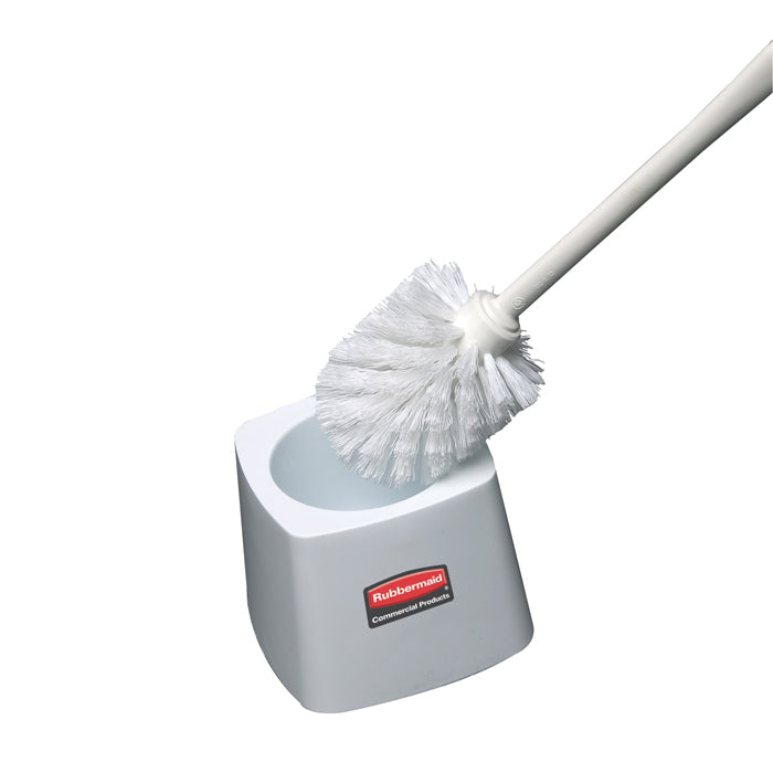 White Toilet Bowl Brush Holder - Bathroom Cleaning Organizer for Home & Office Use