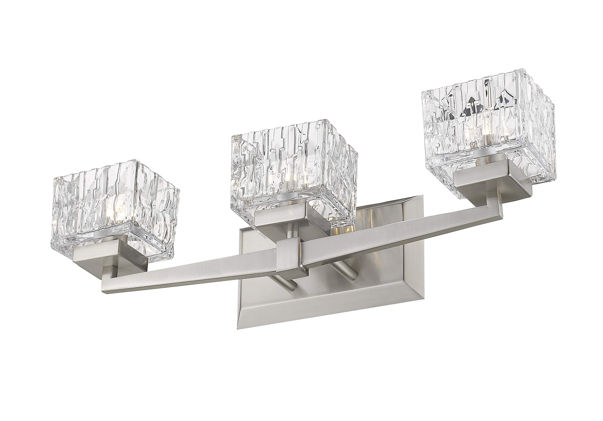 Rubicon 3-Light Bathroom Vanity Light Fixture in Brushed Nickel Finish - Perfect for Modern Bathroom, Powder Room & Dressing Area Lighting