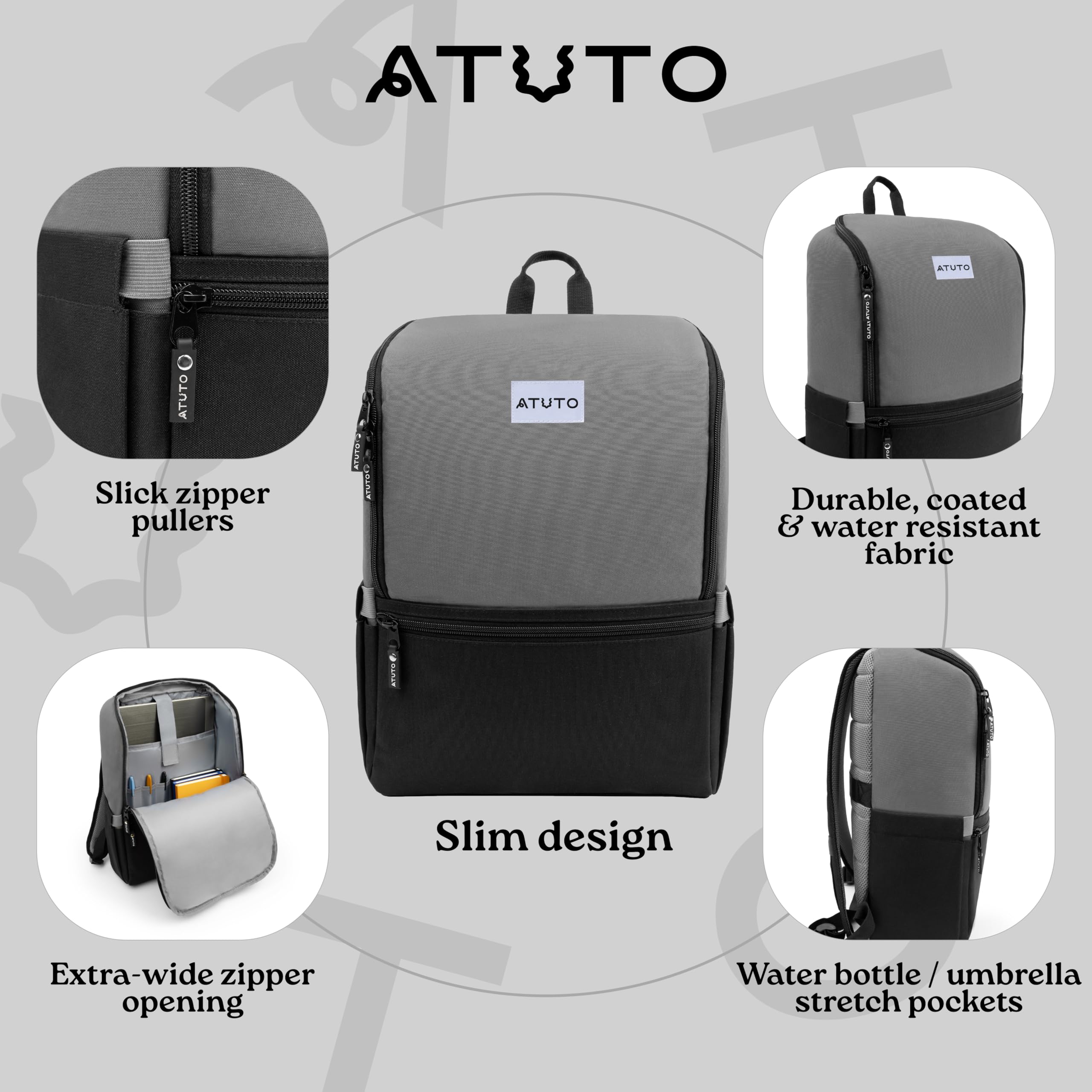 Slim Laptop Backpack with Luggage Strap & Trolley Sleeve - 16.5 Inch Laptop Backpack with Airflow Back & Full Padding (Grey) - Perfect for Business Travel, Commuting & College Students