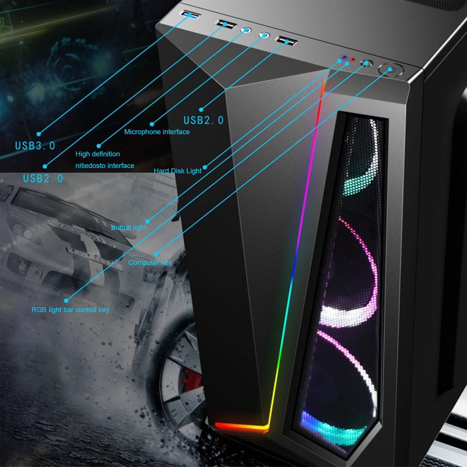ATX/Micro ATX/Mini ITX PC Gaming Case - Dustproof Computer Chassis for Desktop Builds | Perfect for Gaming Rigs, Workstations & Home Office Setups