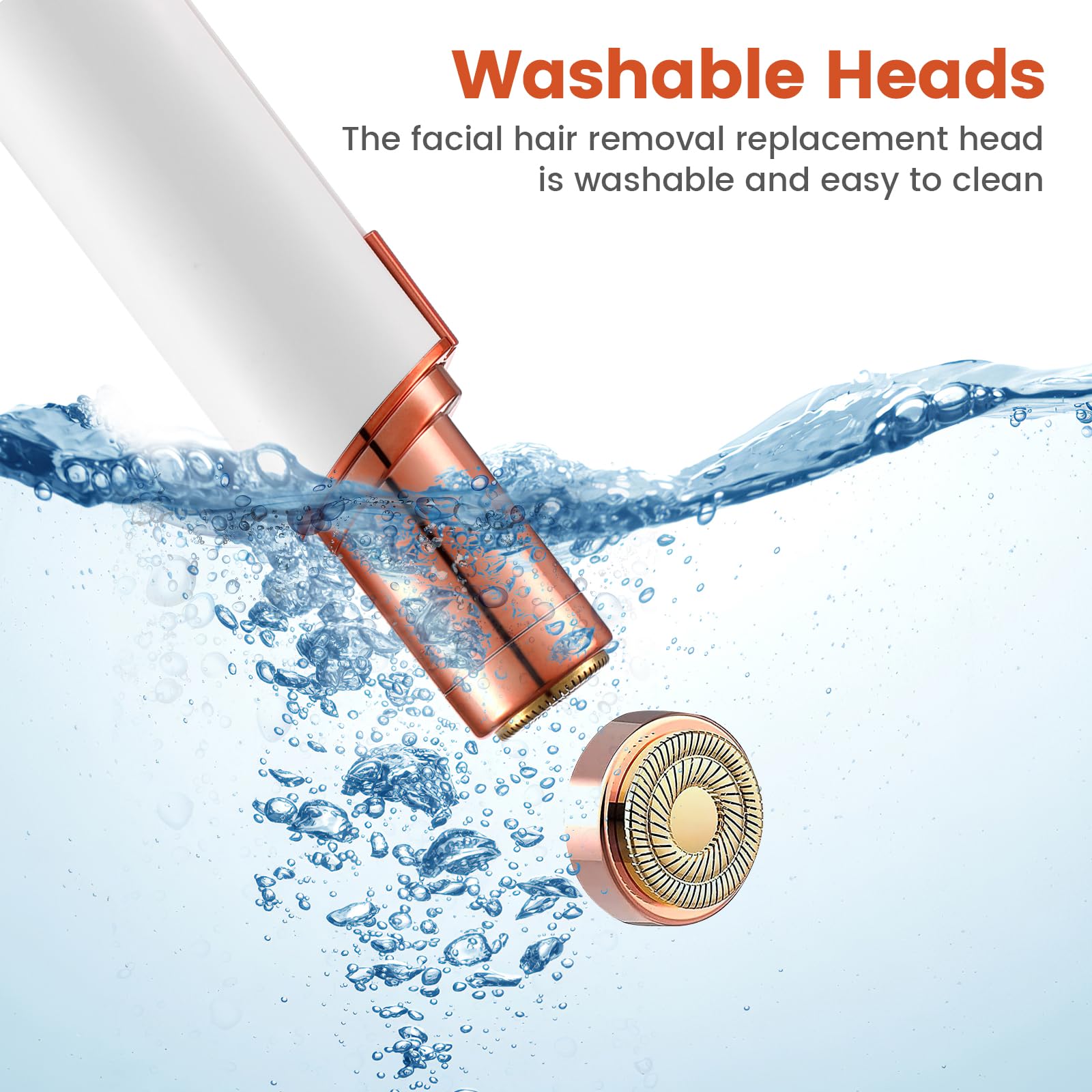 Painless Facial Hair Remover for Women - Waterproof LED Light Shaver for Face, Bikini, Upper Lip & Chin | Peach Fuzz & Mustache Removal | Perfect for Travel, Gym & Sensitive Skin Care