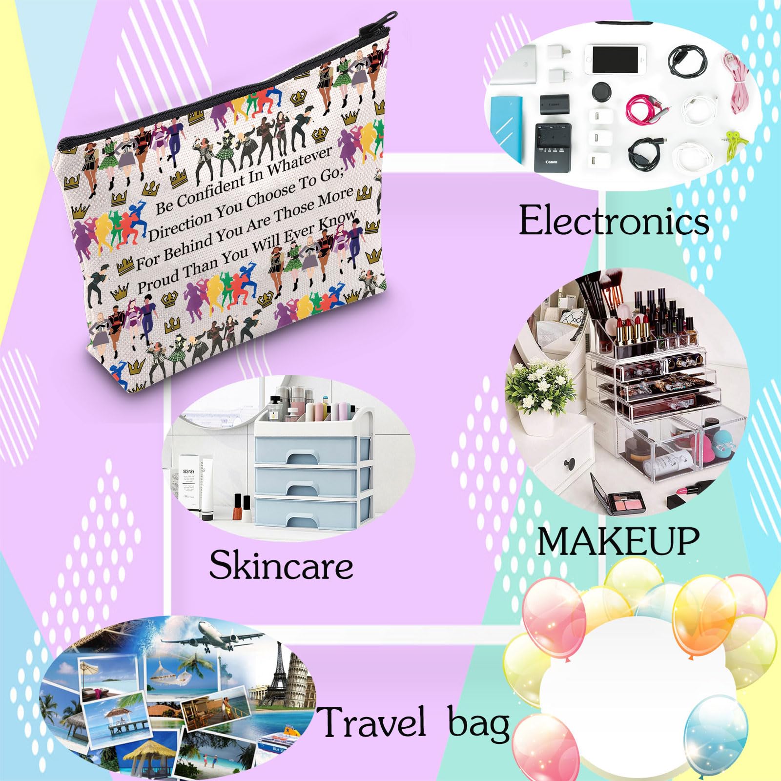 JYTAPP Musical Cosmetic Makeup Bag - Waterproof Travel Makeup Organizer with 6 Built-in Songs, Perfect Gift for Music Lovers - Great for Travel, Gym, and Daily Cosmetics Storage