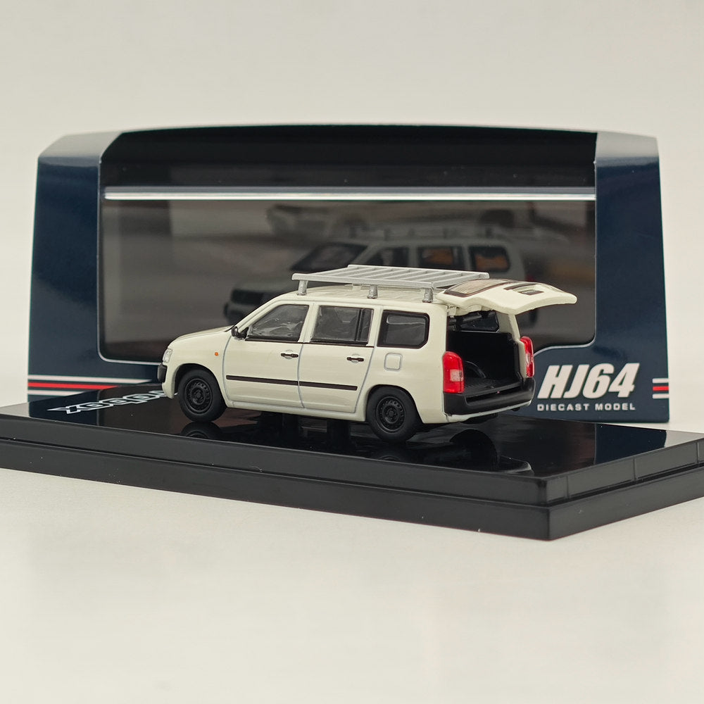 1/64 Scale Hobby Japan Toyota Probox Customized Version with Roof Carrier - White HJ642062W - Perfect for Diecast Collectors & Car Enthusiasts