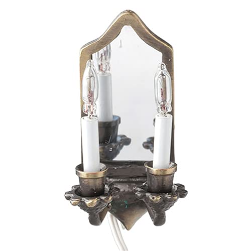 12V Double Candle Wall Sconce Light for Dollhouse Miniatures - Battery Operated Decorative Lighting - Perfect for Dollhouse, Fairy Garden, and Home Decor