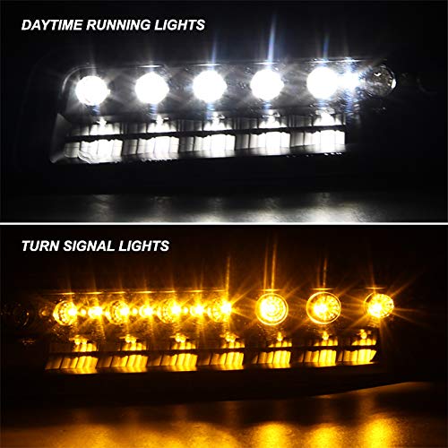 AKKON LED Projector Headlights & Bumper Signal Lights Combo for GMC Sierra Yukon - Durable Replacement with Halo Rings - Perfect for Night Driving & Off-Road Adventures
