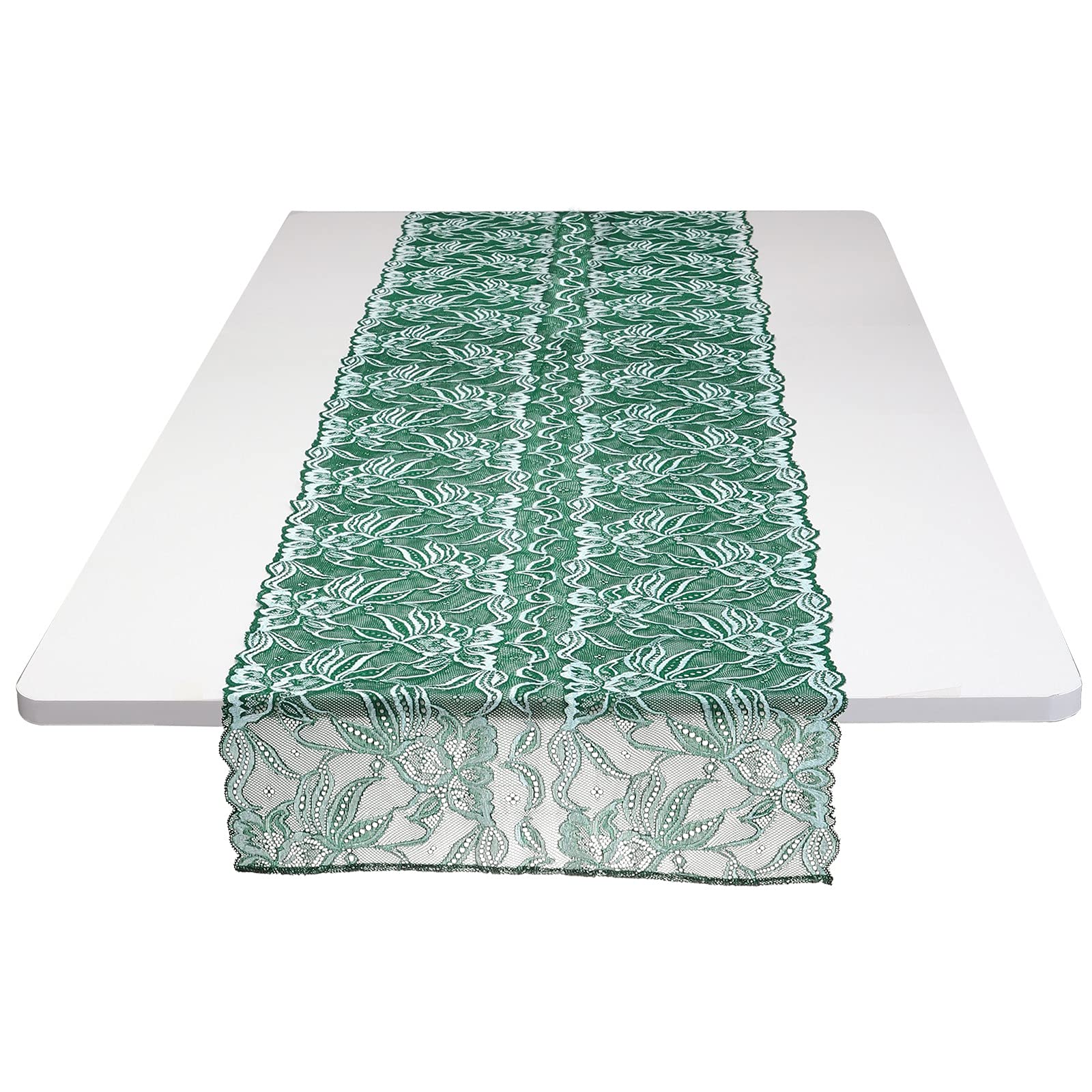 Rockcloud 13x53 Inch Floral Lace Table Runner - Vintage Embroidered Flower Table Decoration for Wedding, Party, Picnic & Holiday Dinner Tables (Green) | Elegant Dining & Home Decor