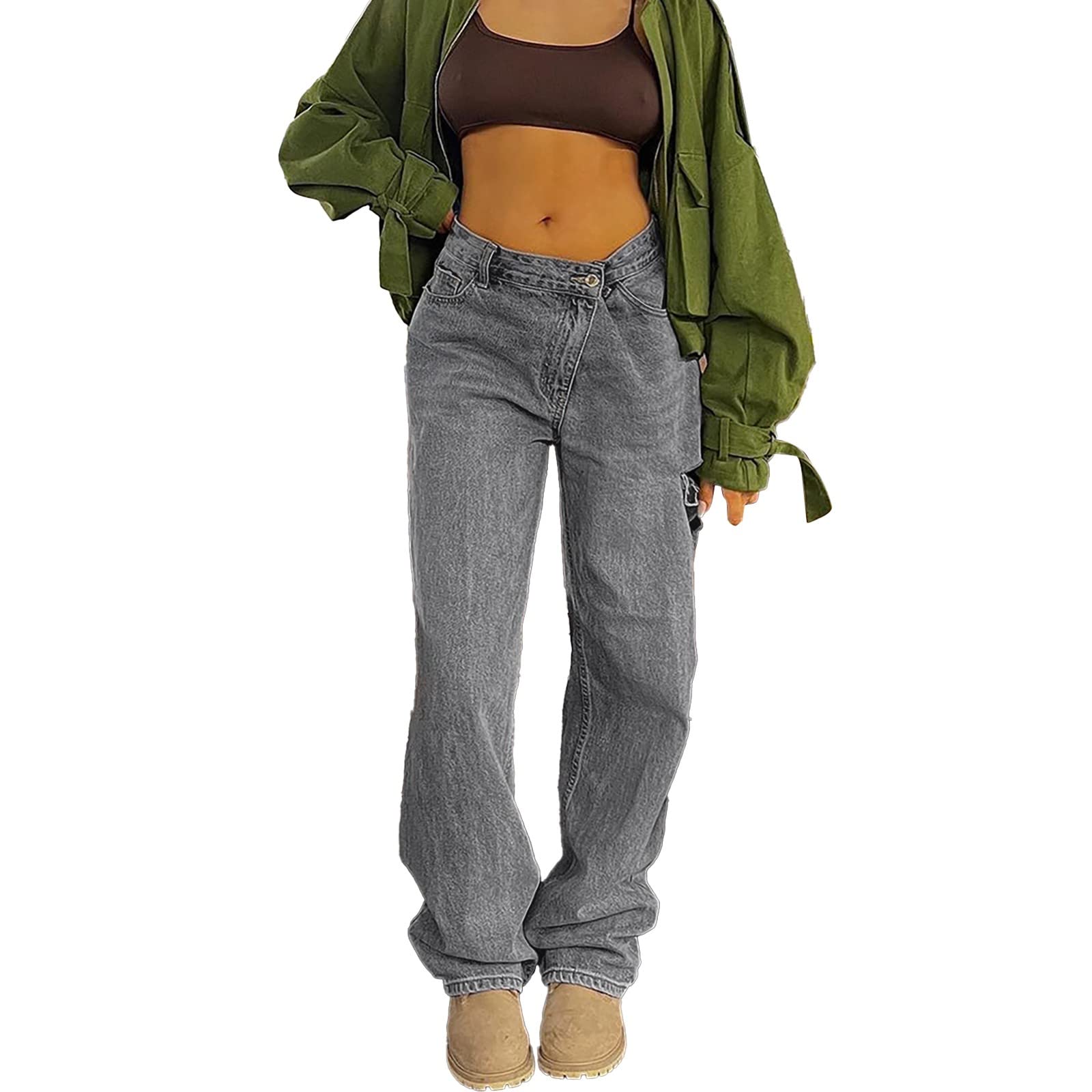 Women's High Waisted Ripped Straight Leg Jeans - Boyfriend Baggy Denim Pants with Distressed Holes for Casual Streetwear Fashion | Perfect for Everyday Wear, Outfits with Sneakers & Layered Looks