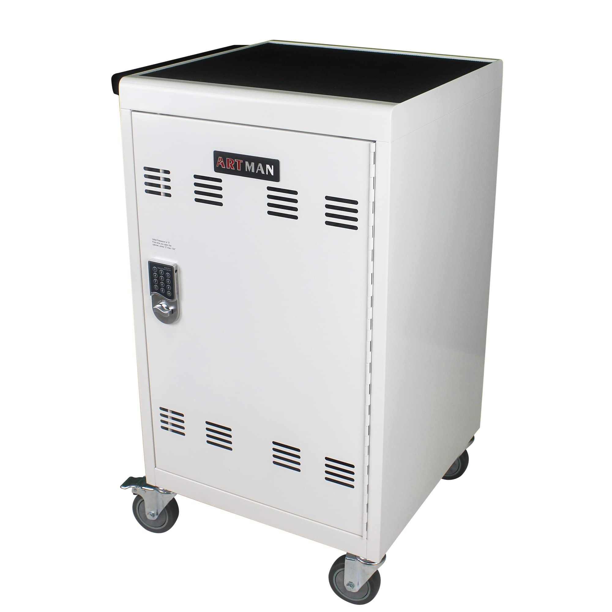 30-Device Mobile Charging Cart with Surge Protection - Secure Storage Cabinet for Tablets, iPads, Chromebooks & Laptops up to 17