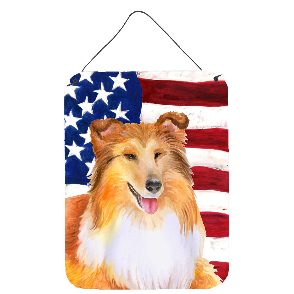 Patriotic Sheltie Dog Wall Decor - 12x16 Aluminum Metal Sign for Kitchen, Bar, Bathroom & Front Door - Rustic Home Decor Plaque - Perfect for Farmhouse, Country & Pet Lover's Housewarming Gift