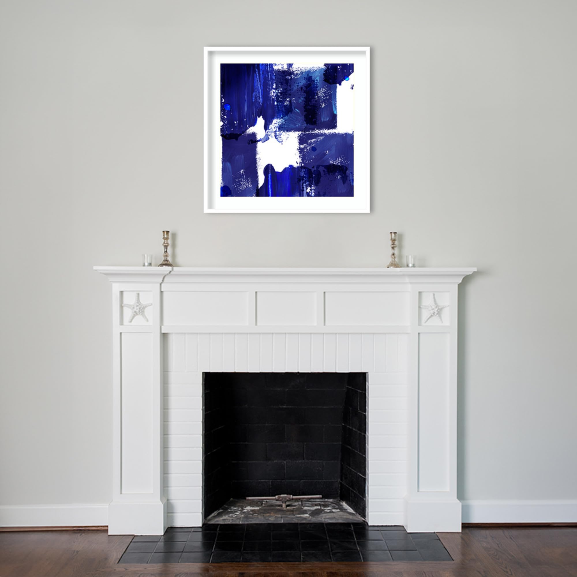 Amanti Art Framed Wall Art Print 33x33 - Indigo Abstract IV by Northern Lights, Modern Abstract Canvas Painting for Home & Office Decor - Perfect for Living Room, Bedroom, Bathroom & Kitchen Wall Decor