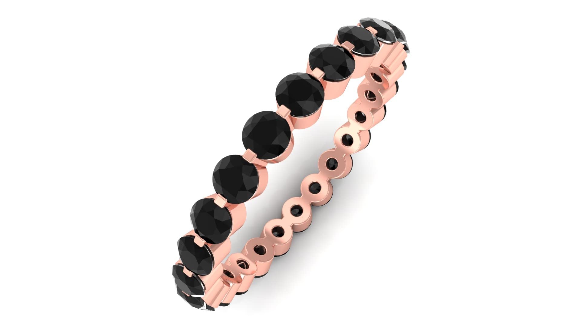 1.25 CT Black Onyx Eternity Ring in 14K Solid Gold - December Birthstone Jewelry for Women, Round Black Onyx Full Eternity Band - Perfect for Anniversary Gifts, Wedding Bands & Special Occasions