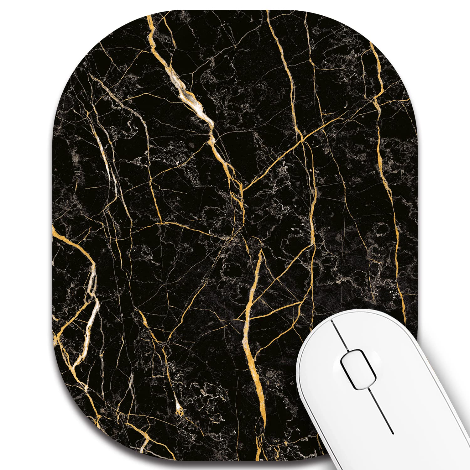Premium Mini Mouse Pad 6x7 Inches - Non-Slip Rubber Base, Waterproof Desk Mat for Laptop & Wireless Mouse - Black Gold Marble Design - Perfect for Home Office, Gaming & Travel Accessories