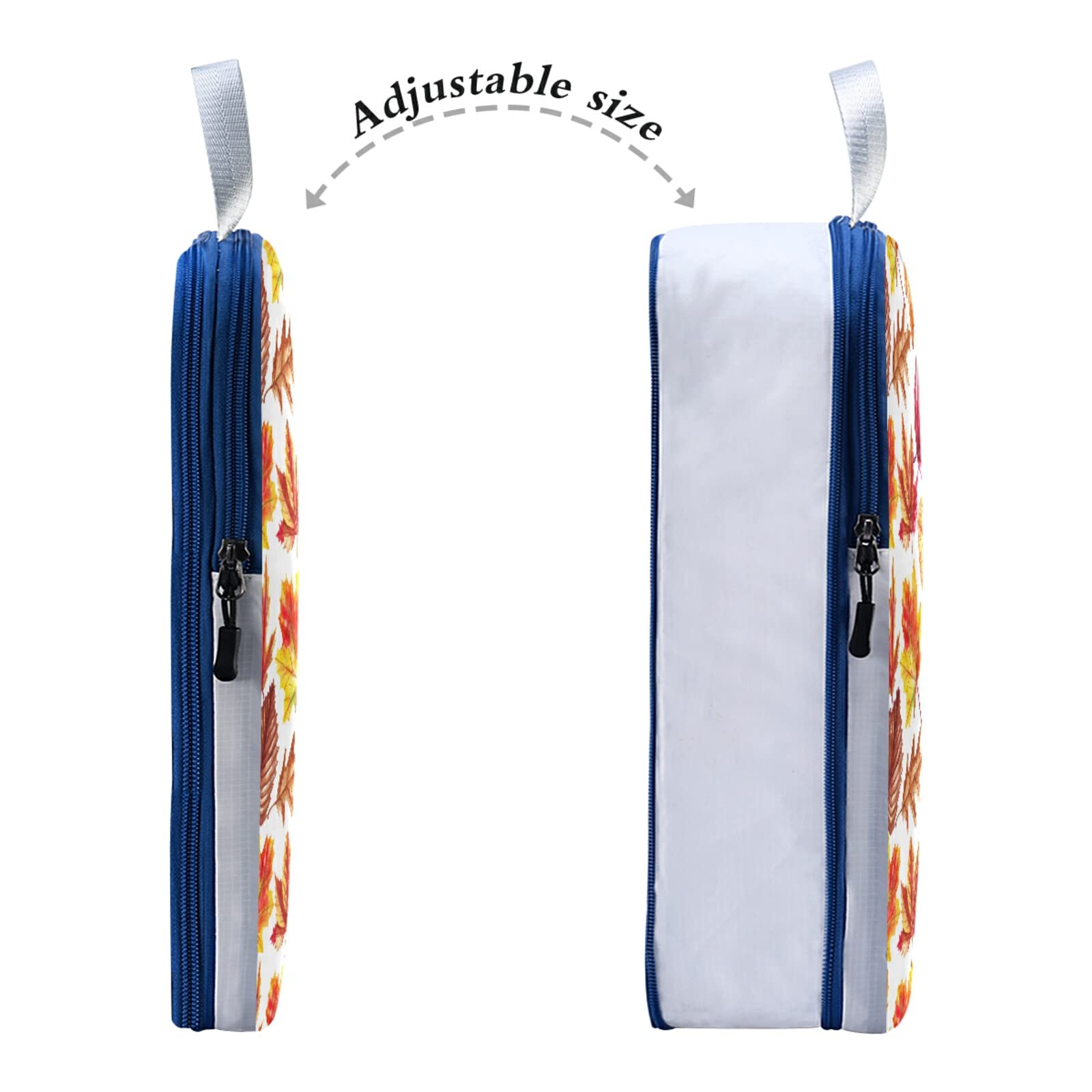 Watercolor Autumn Leaves Orange Red Falling Leaves on White 3-Piece Expandable Luggage Packing Cubes Set - Ultralight Travel Organizer for Suitcase, Compressible Packing Bags - Perfect for Vacation, Business Trips & Airplane Travel