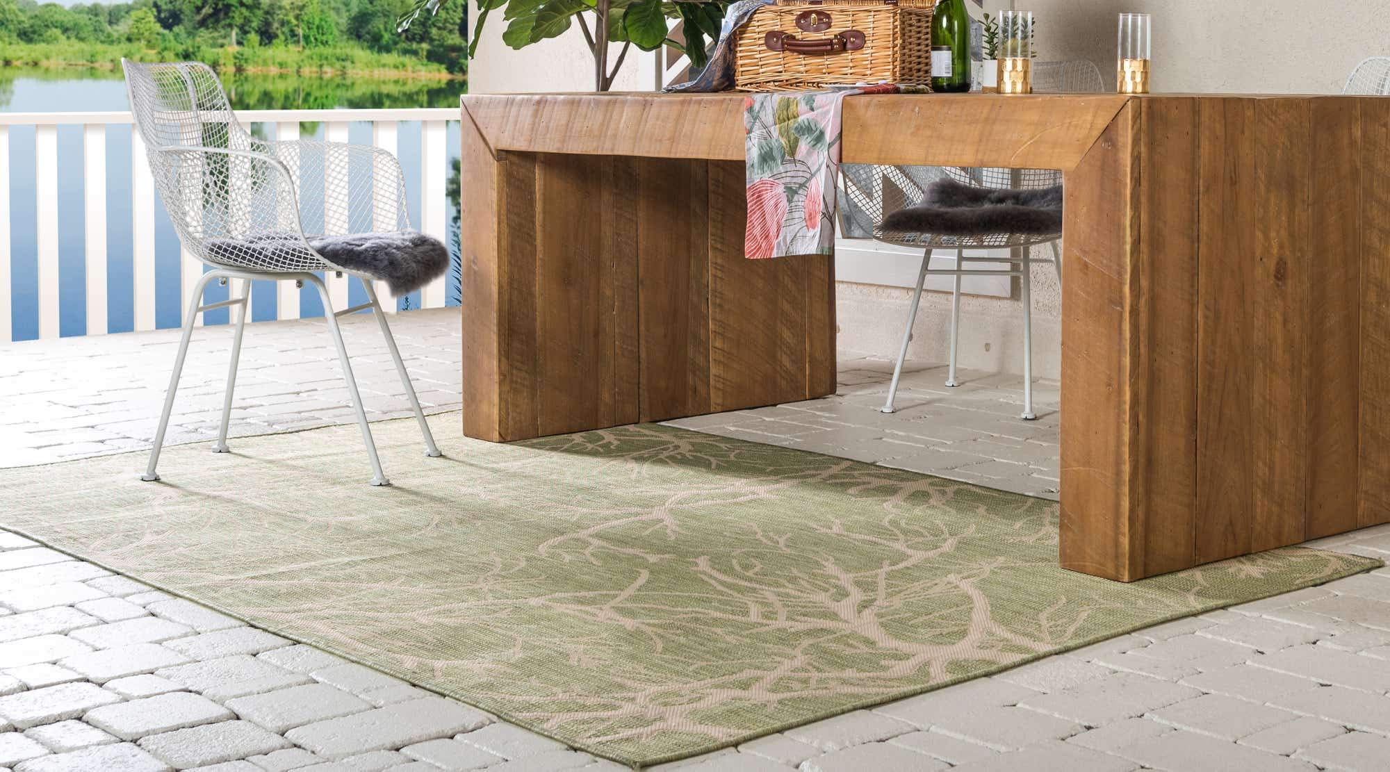Unique Loom Outdoor Botanical Collection Area Rug - Branch Design 7'1