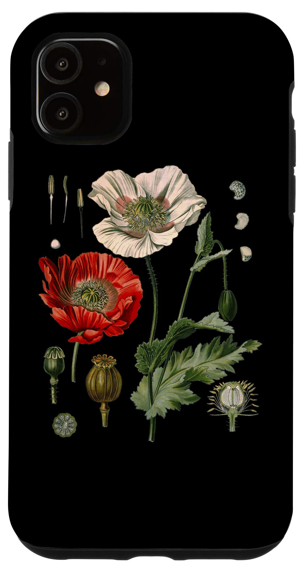 iPhone 11 Case with Red Poppy Flower Design - Botanical Poppies Phone Cover for Women & Men - Perfect for Daily Use, Travel, and Gift Giving