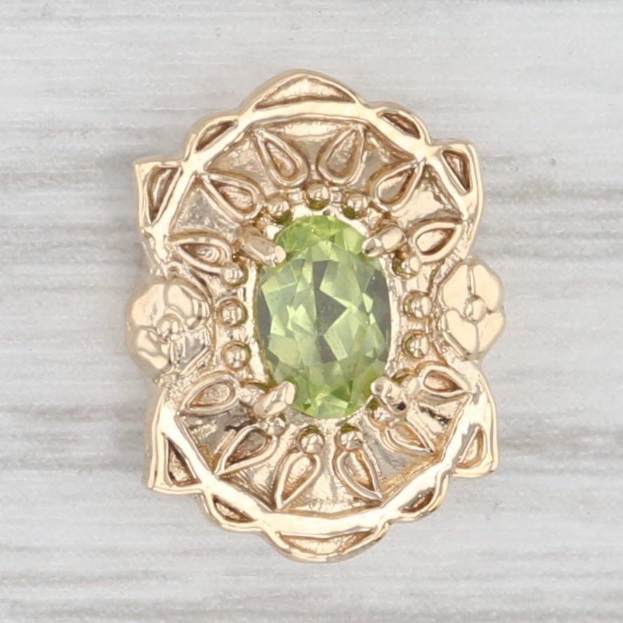0.50ct Oval Peridot Slide Bracelet Charm 14k Yellow Gold Vintage Victorian Style - Perfect for Bridal Jewelry, Gift Giving & Special Occasions