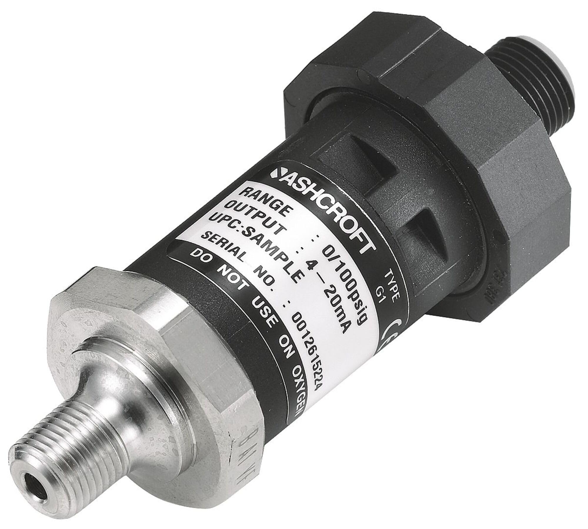 Ashcroft G17M0142EW30# 1/8 MNPT Pressure Transmitter 0-30 psi, 4-20mA DC Output - Industrial Process Control, HVAC Systems, Hydraulic Monitoring