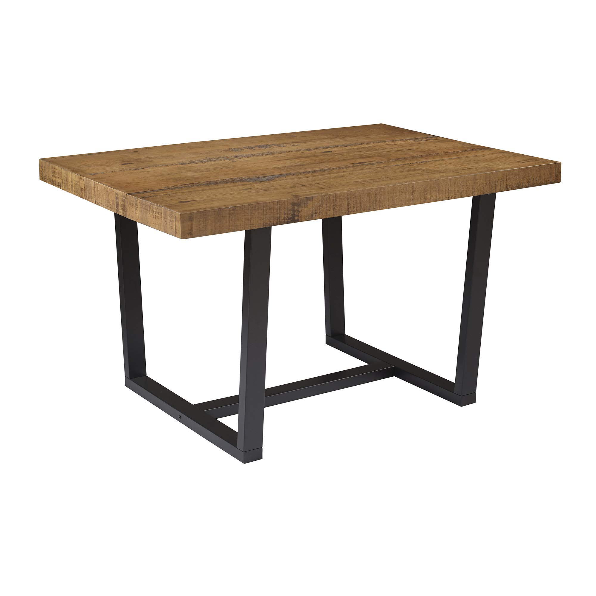 Walker Edison Andre Modern Solid Wood Dining Table, 52 Inch, Rustic Oak - Perfect for Farmhouse, Kitchen & Dining Room Decor