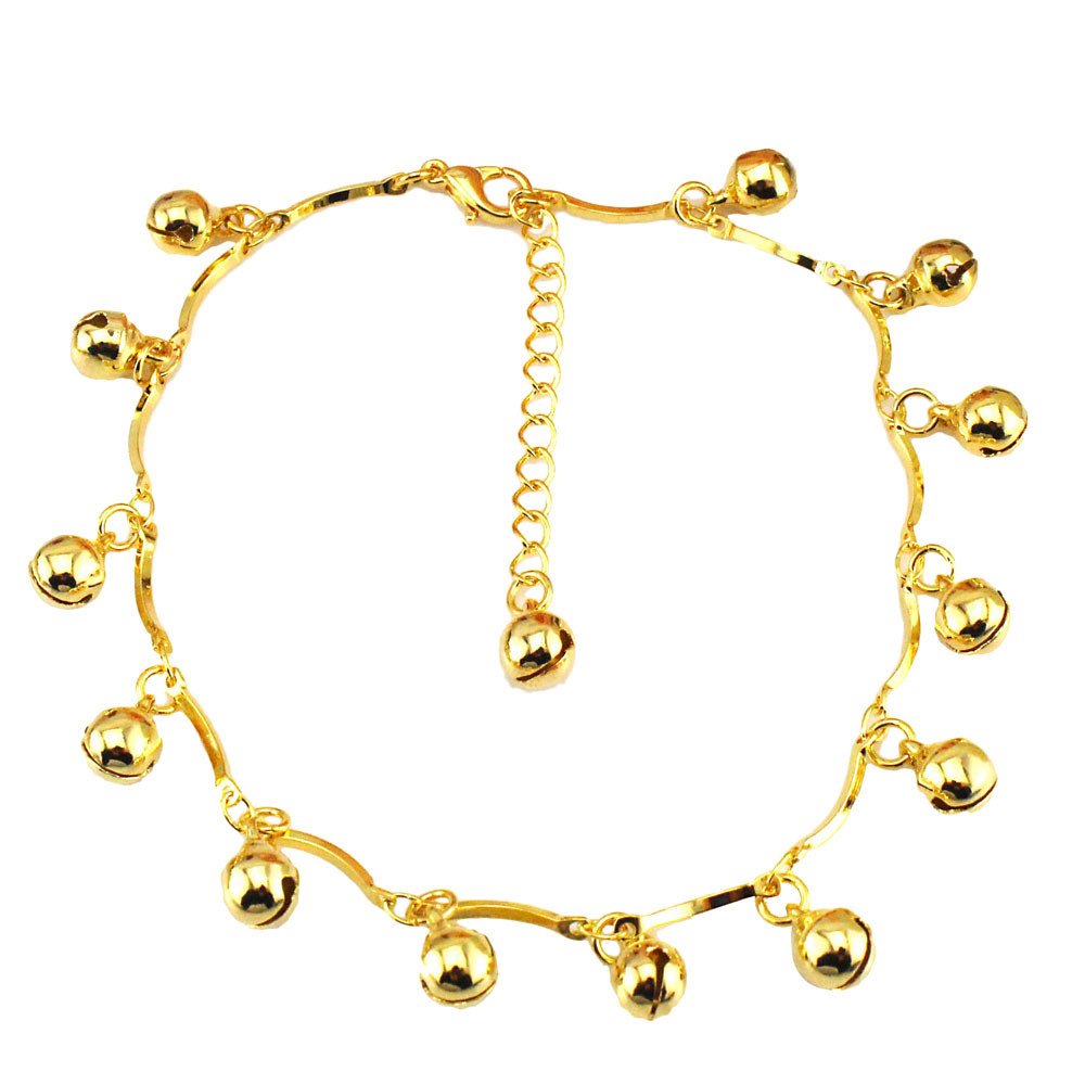 Elegant Gold Ankle Bracelet for Women - Adjustable Barefoot Jewelry with Bells - Perfect for Beach, Summer, Boho Style & Festival Outfits