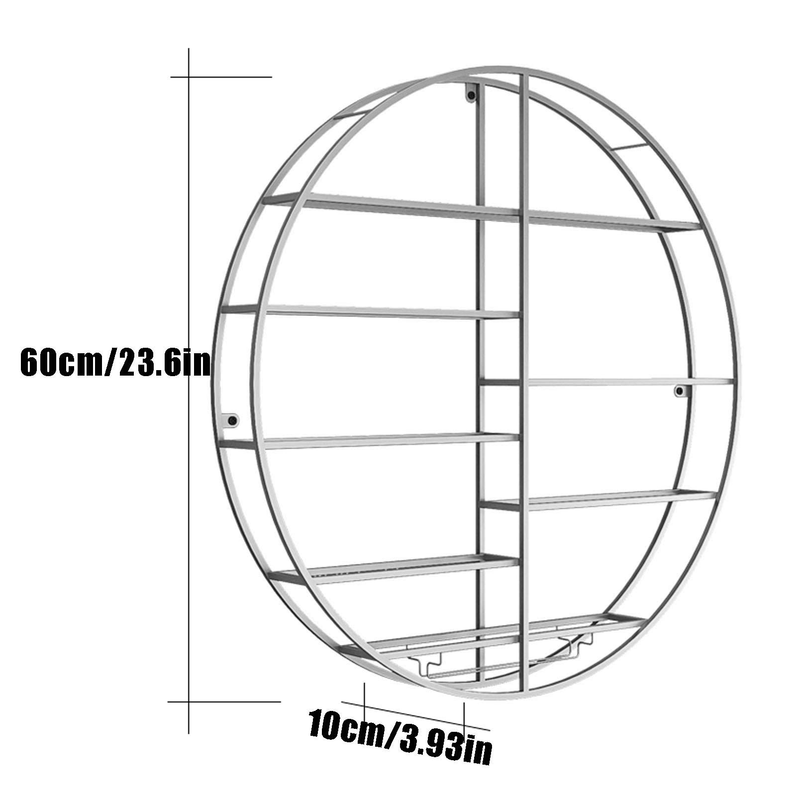 Wall Mounted Round Wine Rack - Large Capacity 12 Bottles & 4 Stemware Holder - Black Wine Display Rack (60x10x60cm) for Kitchen, Dining Room, Bar or Wine Cellar Organization