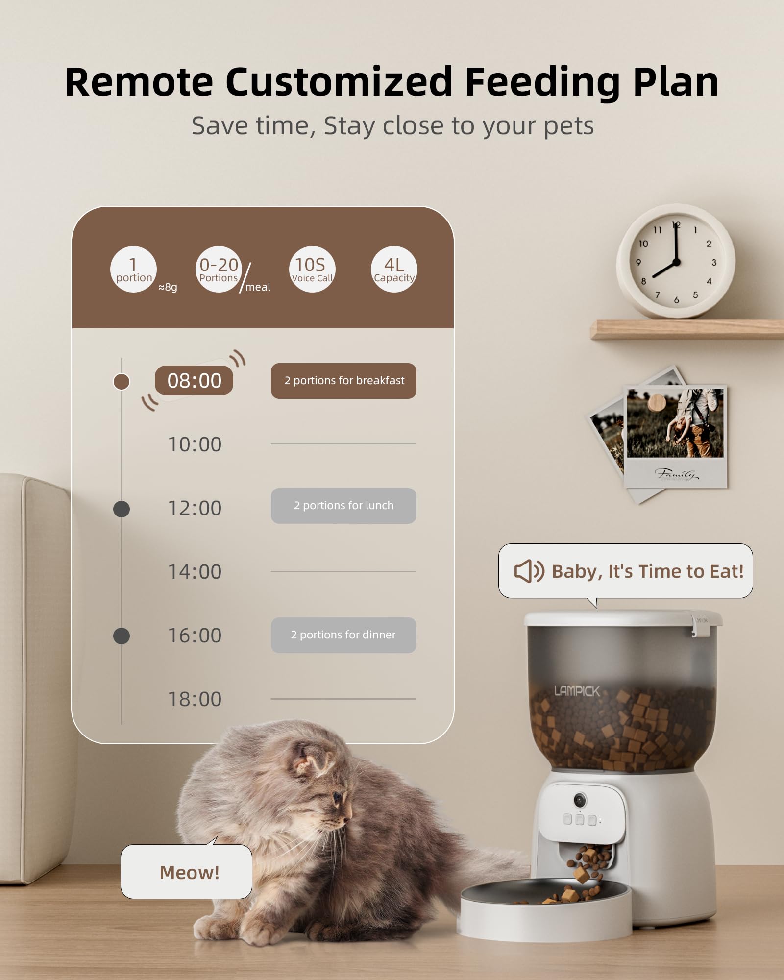 Smart WiFi Automatic Cat Feeder with 1080P HD Camera & 2-Way Audio - Stainless Steel Bowls, App Control for Precise Feeding - Perfect for Busy Pet Owners & Multi-Cat Homes