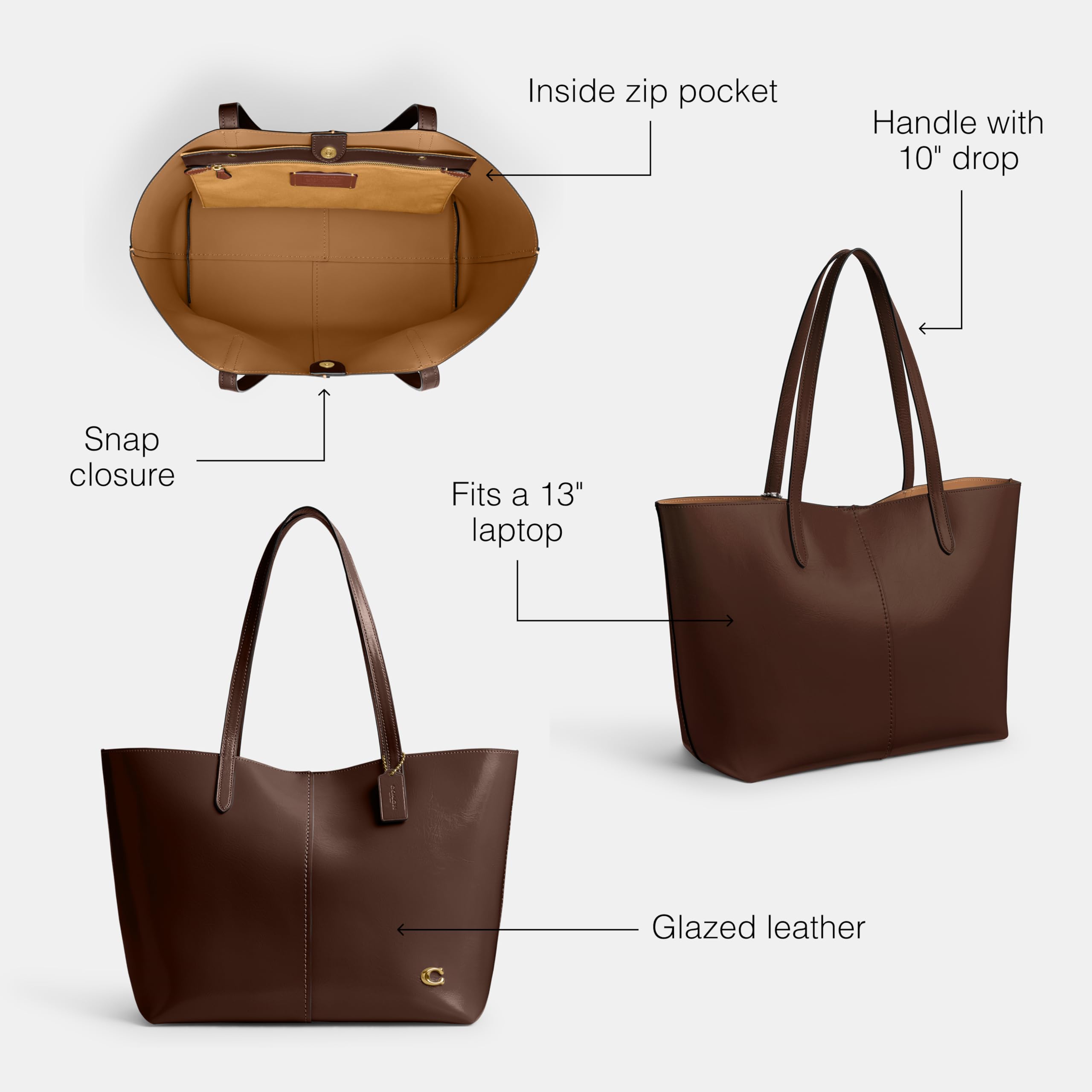 Coach North Tote 32 - Genuine Leather Shoulder Bag for Women | Stylish Work & Travel Tote | Perfect for Office, Commute & Weekend Getaways
