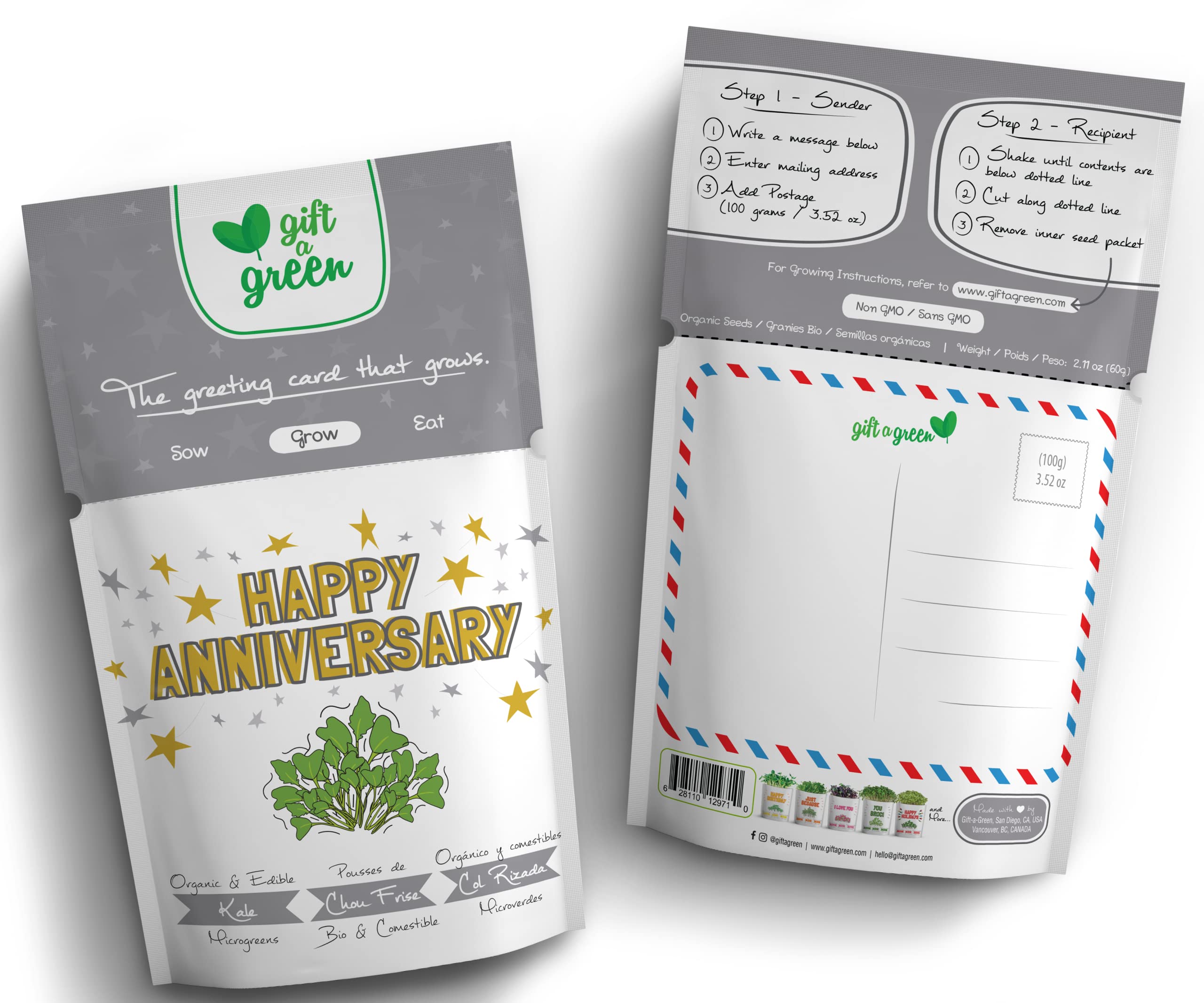 Organic Microgreens Greeting Card - Plantable & Edible Eco-Friendly Anniversary Gift (1 Pack) | Grow Your Own Greens | Perfect for Birthdays, Weddings & Special Occasions | Sustainable Alternative to Traditional Cards